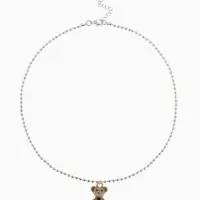 Кулон детский &laquo;Выбражулька. Мишка&raquo;, 40 см, бежевый в серебре