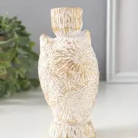 Подсвечник полистоун на 1 свечу "Филин. Золотые круги" d=2,2 см 7х6,5х14 см