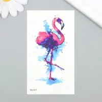Переводная тату на тело цветная «Фламинго. Акварель», 6×10.5 см