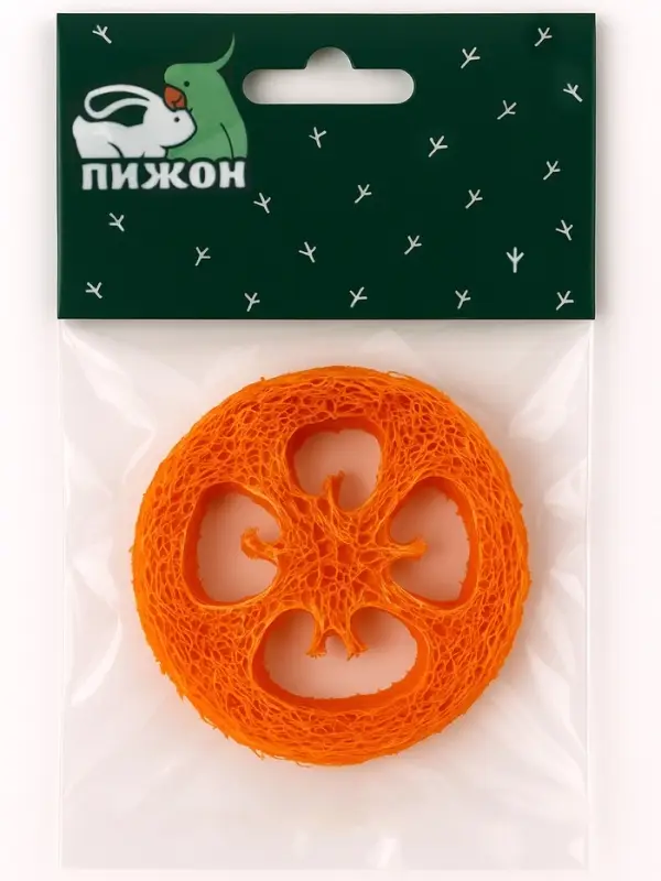 Игрушка-погрызушка из люффы 4-5 см, оранжевая Игрушка-погрызушка из люффы 4-5 см, оранжевая