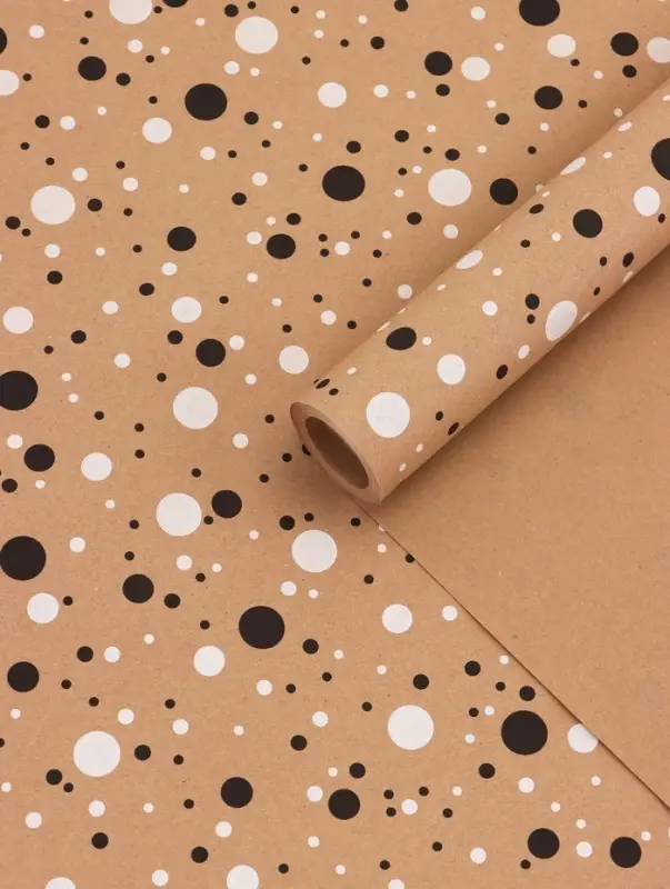 Крафт бумага «Конфетти» черный/белый на коричневом фоне, 0.72×10±5% м, 60 г Крафт бумага «Конфетти» черный/белый на коричневом фоне, 0.72×10±5% м, 60 г