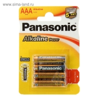 Батарейка алкалиновая Panasonic Alkaline Power, AAA, LR03-4BL, 1.5В, блистер, 4 шт.