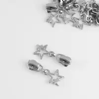 Бегунок для металлической молнии, №3, &laquo;Звёзды&raquo;, 10 шт., цвет никель