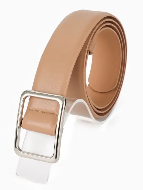 Ремень жен, 06-01-02-07, 3,5*0,3*110 см, без винта, пряжка мат. серебро, затяжка, бежевый