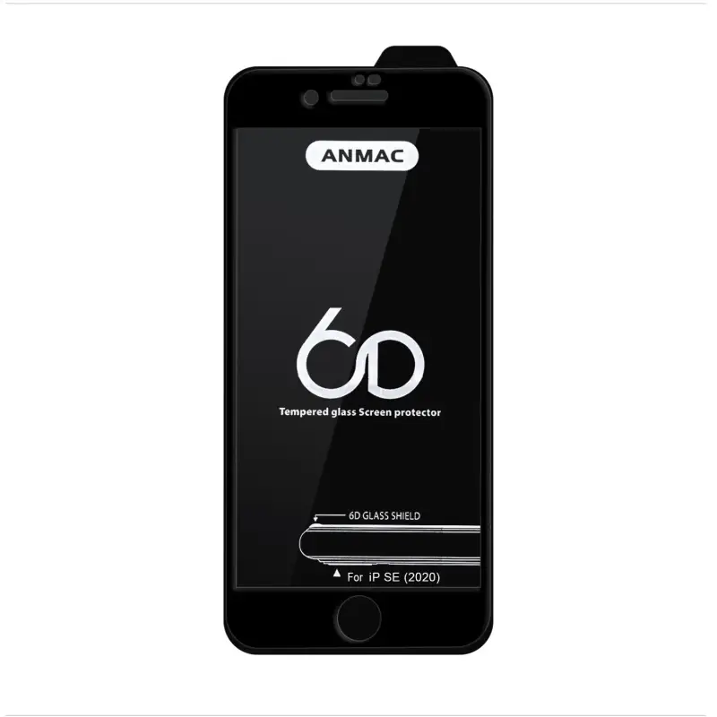 Защитное стекло для iPhone SE (2020) Anmac 6D Black без упаковки Арт. 1137151 (10 шт./уп.)