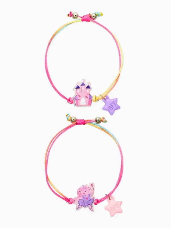 Браслеты детские парные "Выбражулька" неразлучники, замок, звезды, цвет фиолетовый