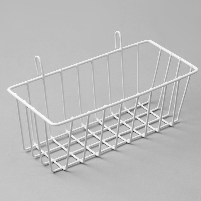 Корзина на сетку, 23×9×10 см, цвет белый Корзина на сетку, 23×9×10 см, цвет белый