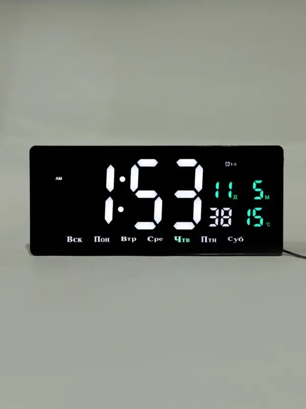 Часы электронные настенные, 36.2&times;15.5 см, белые цифры