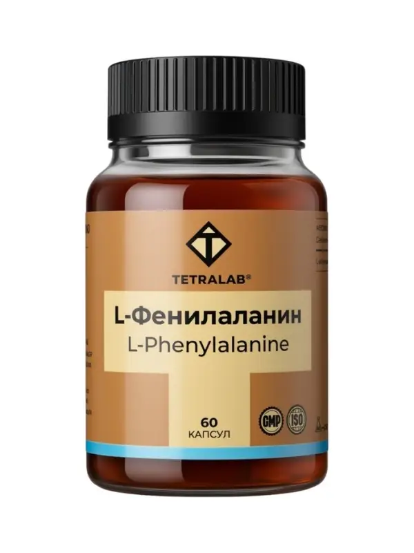 L-Фенилаланин TETRALAB, для концентрации, памяти и умственной активности, 500  мг, 60 капсул