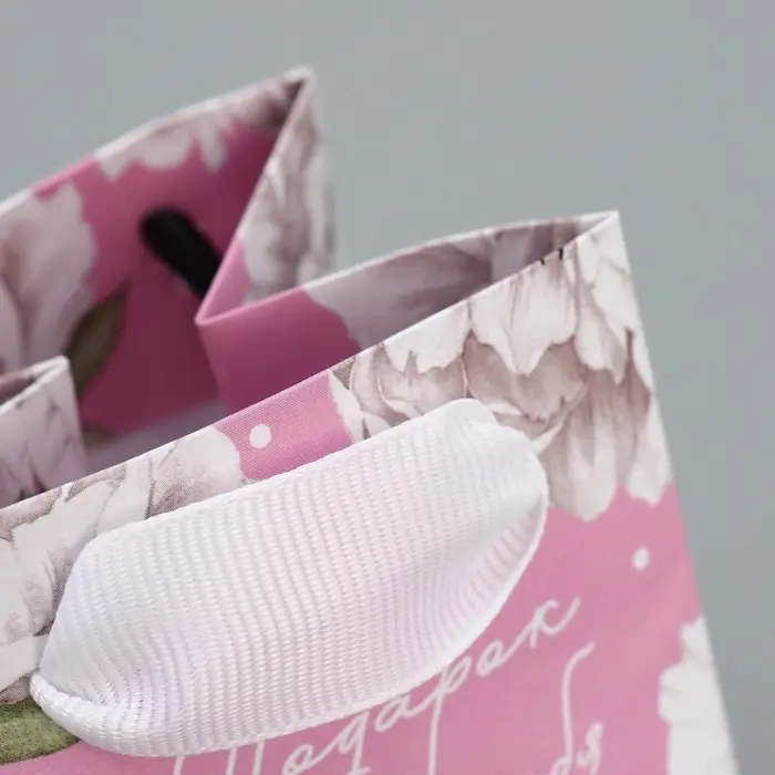Пакет подарочный ламинированный, упаковка, «Пионы», 7 х 10 х 7 см