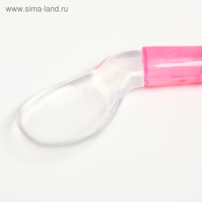 Ложка детская силиконовая «Изогнутая» для кормления, от 5 мес., цвет розовый Ложка детская силиконовая «Изогнутая» для кормления, от 5 мес., цвет розовый