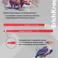Фломастеры ErichKrause Safari Ultra Washable 12 цветов, в футляре с европодвесом