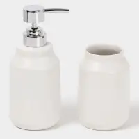 Аксессуары для ванной SAVANNA &laquo;Глянец&raquo;, 3 предмета, мыльница, дозатор для мыла, стакан, белые