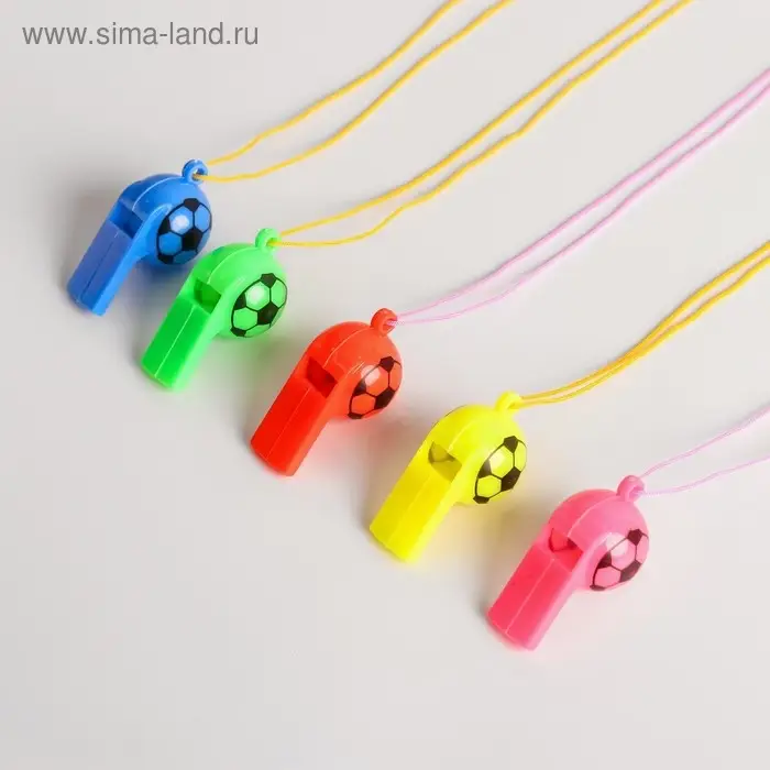 Свисток «Футбол» с верёвкой, МИКС