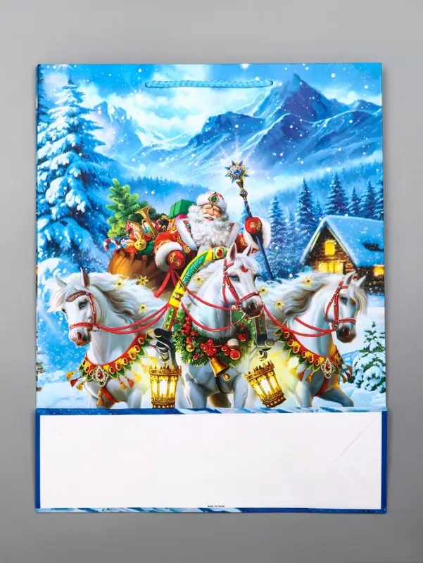 Пакет подарочный новогодний ламинированный, «На встречу Новому Году» , 33×10×42.5 см