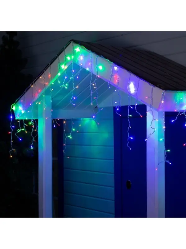 Гирлянда &laquo;Бахрома&raquo; 4&times;0.6 м, IP44, прозрачная нить, 180 LED, свечение мульти, 8 режимов, 220 В