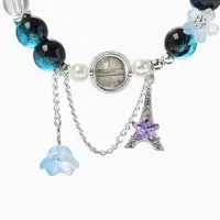 Браслет с подвесками &laquo;Сахарный. Башня с цветами&raquo;, d=6 см, шар №10/8, чёрный, синий в серебре