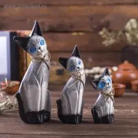 Сувенирный набор дерево "Кошечки с черным хвостиком" (20,15,12) 4х13х20 см