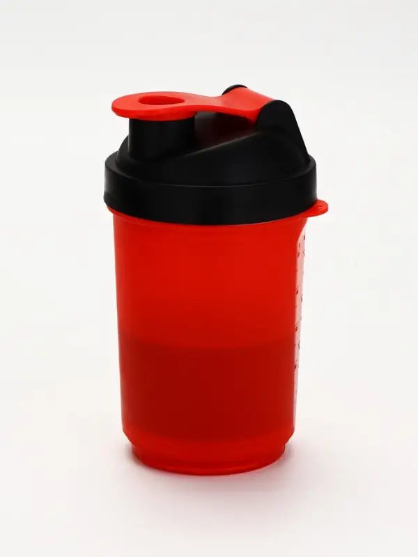 Шейкер спортивный для коктейлей и протеина, с чашей, красно-чёрный, 500 мл