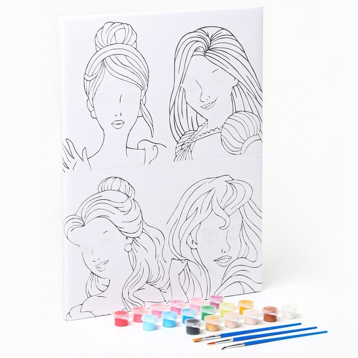 Картина по номерам на подрамнике, 30х40 см, Принцессы Картина по номерам на подрамнике, 30х40 см, Принцессы