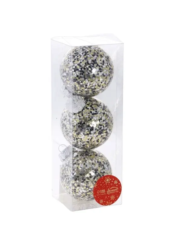 Ёлочные игрушки &laquo;Мэдисон&raquo;, шары новогодние, d=8 см, набор 3 шт., блеск элит