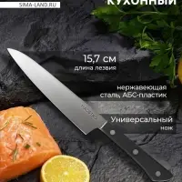 Нож кухонный универсальный Magistro Hinshitsu, нержавеющая сталь, лезвие 15.7 см, длина 29 см, чёрный