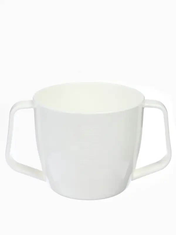 Поильник с ручками, белый/ бежевый