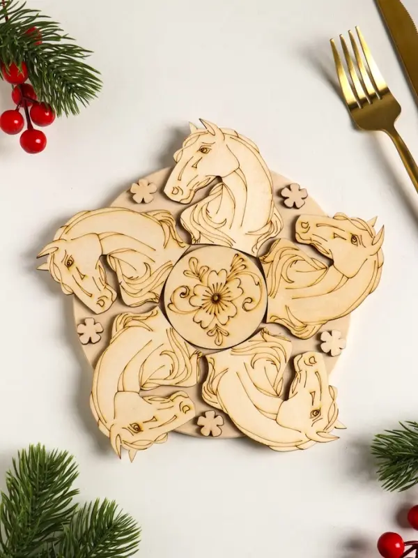 Подставка под горячее Лошадь Красотка , 20см, можжевельник Подставка под горячее Лошадь Красотка , 20см, можжевельник