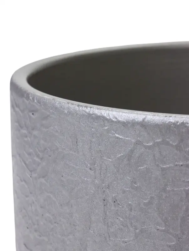 Горшок цветочный с поддоном 3 л, d18/h15,5 см серый керамика, Горшок цветочный с поддоном 3 л, d18/h15,5 см серый керамика, "Перл" (М)