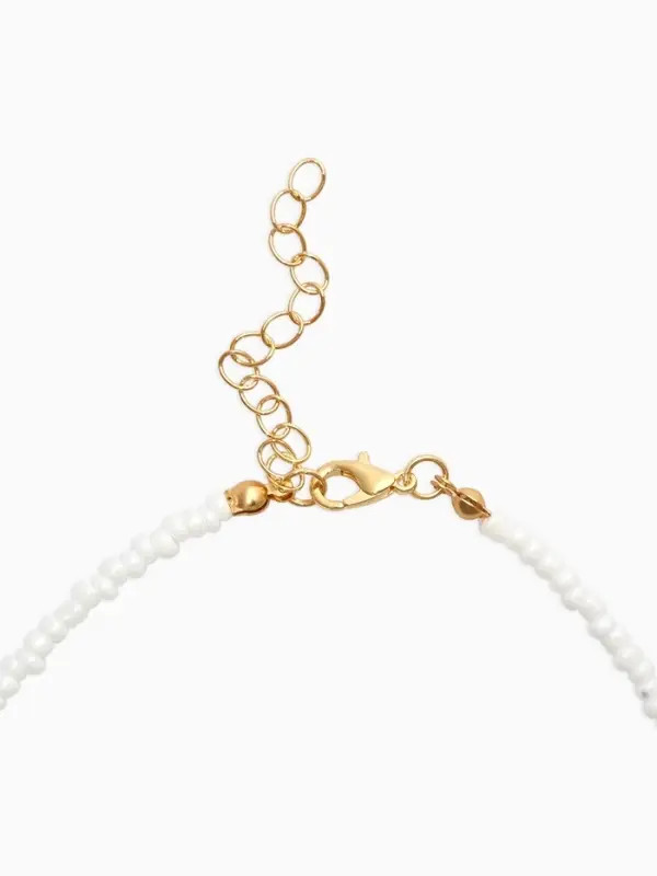 Чокер из бисера "Сердце", цвет бело-жёлтый в золоте, L=45 см