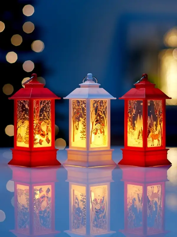 Набор светодиодных фигур, 3 шт, "Яркие фонари", 13х5.5х5.5 см, от бат.3хAG13, Т/БЕЛЫЙ