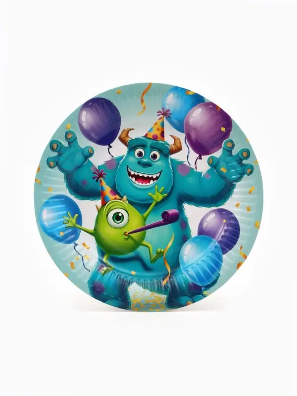 Тарелка одноразовая бумажная 18 см, Корпорация монстров