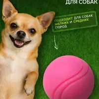Мячик для собак, 6 см, цельнолитой, прыгучий, TPR, розовый