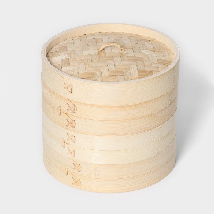 Пароварка Доляна «Восточная кухня», 3 этажа, d=21 см, бамбук