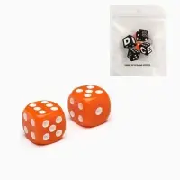 Кубики игральные «Время игры», 1.6×1.6 см, набор 2 шт., оранжевые