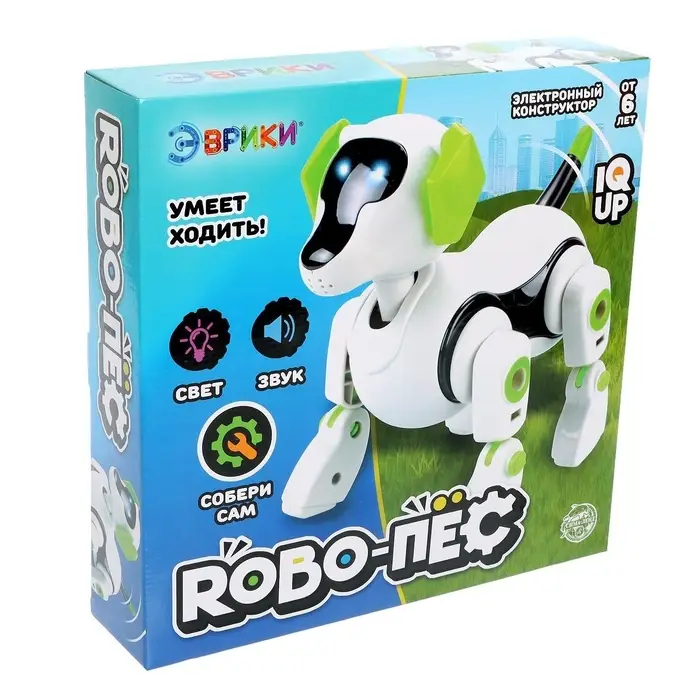 Робот &laquo;Robo-пёс&raquo; Эврики, электронный конструктор, интерактивный: звук, свет, на батарейках