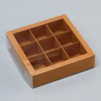 Коробка для 9 конфет, 13.7×13.7×3.5 см