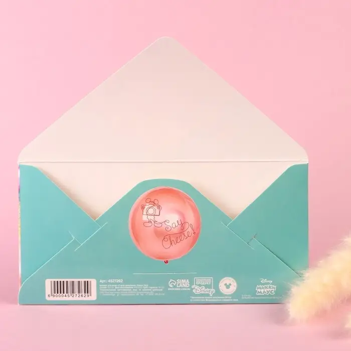 Конверт для денег, 16.5 х 8 см «С днём Рождения», Микки Маус