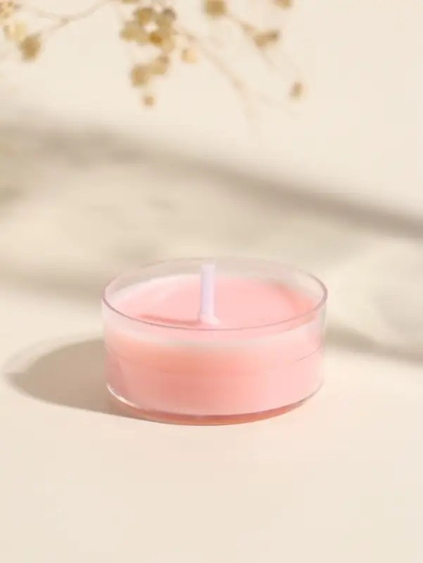 Чайная свеча ароматическая "Круглая" розовая, аромат сладкая хурма 3,8х3,8х1,8 см