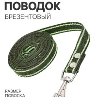 Брезентовый поводок, 2.7 м &times; 2.5 см, хаки, зелёный