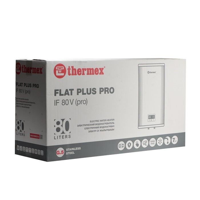 Водонагреватель THERMEX IF 80 V (pro), накопительный, плоский, нерж. сталь, 80 л, 2000 Вт Водонагреватель THERMEX IF 80 V (pro), накопительный, плоский, нерж. сталь, 80 л, 2000 Вт