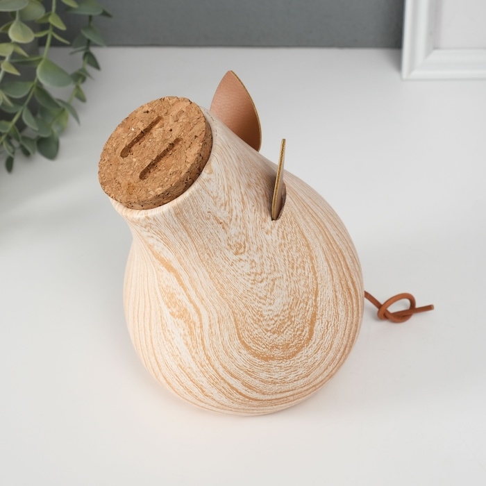 Копилка керамика Копилка керамика "Свинья мордашка с большим пяточком" под дерево 13,3х11,7х16,3 см