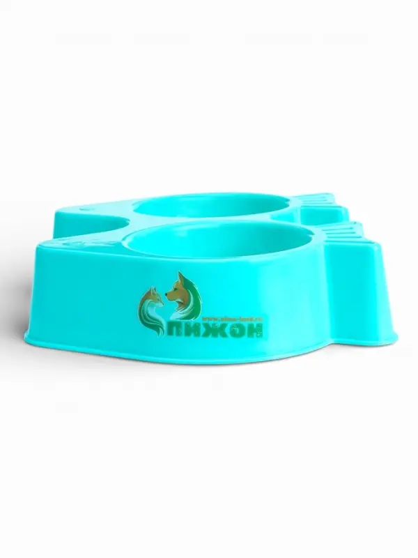 Миска двойная &laquo;Рыбы&raquo;, 2&times;250 мл, фигурная, пластик, голубая