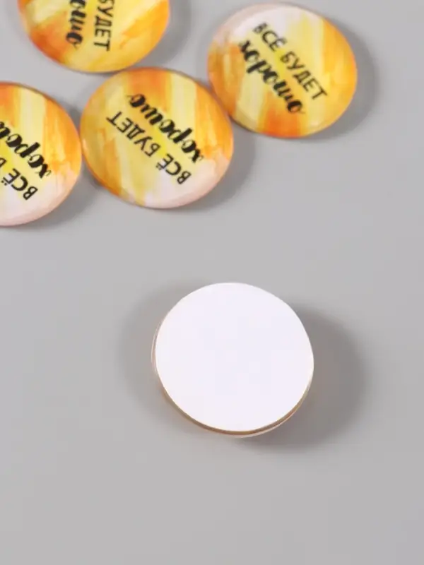 Кабошон стекло для творчества Кабошон стекло для творчества "Круг. Всё будет хорошо" 3х3 см