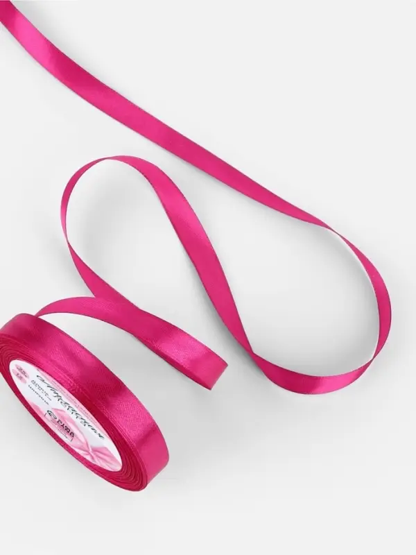 Лента атласная, 12 мм, 23±1 м, ярко-розовая №27 Лента атласная, 12 мм, 23±1 м, ярко-розовая №27