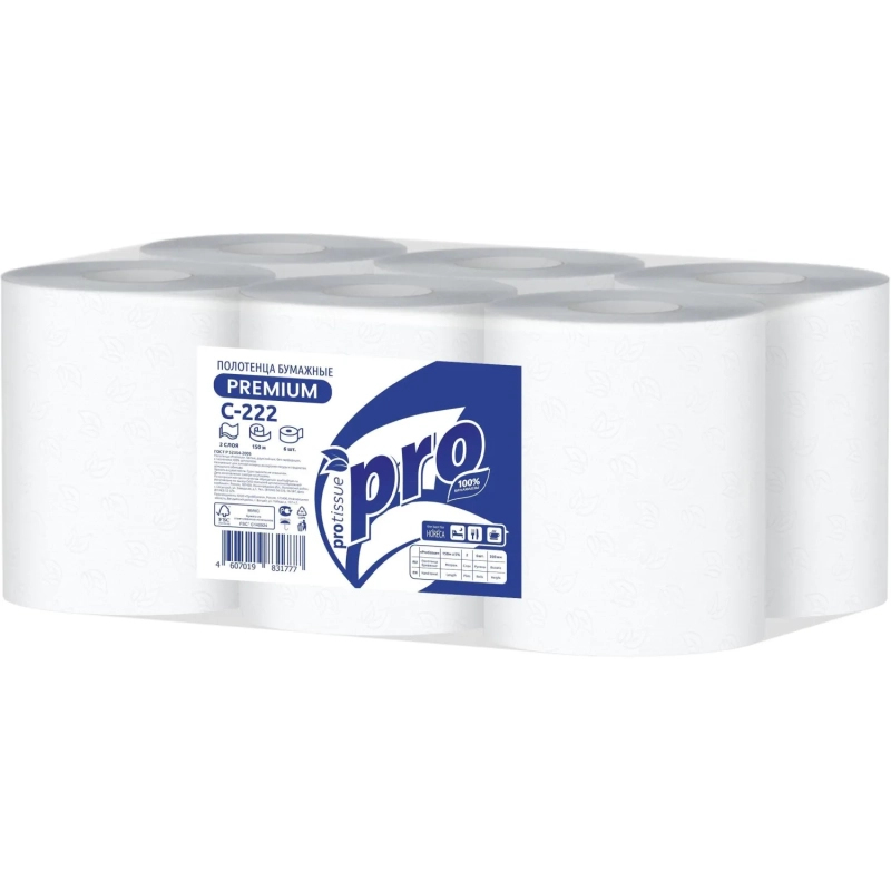Полотенца бумажные д/дисп. Protissue 2сл.150м 6 рул С 222