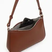 Сумка женская багет TEXTURA на молнии, 21&times;6&times;13 см, коричневая