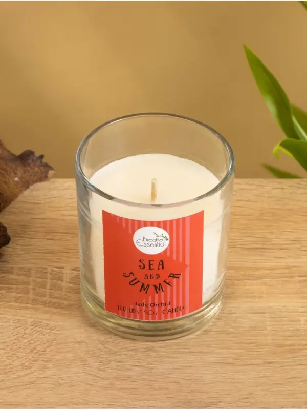 Свеча с кристаллом внутри Sea and Summer Jade orchid, 120 г, соевый воск, орхидея