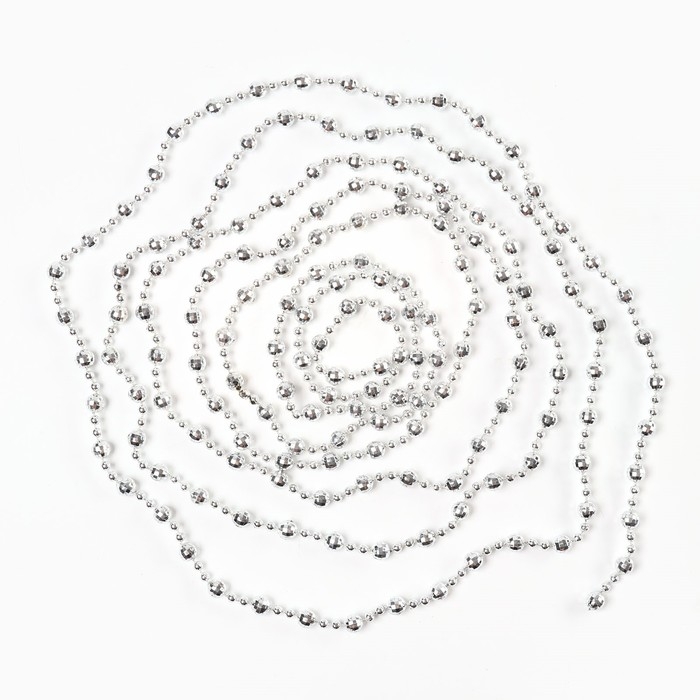 Новогодние бусы на ёлку, на Новый год, 0,8х0,8х300 см., цвет серебристый Новогодние бусы на ёлку, на Новый год, 0,8х0,8х300 см., цвет серебристый