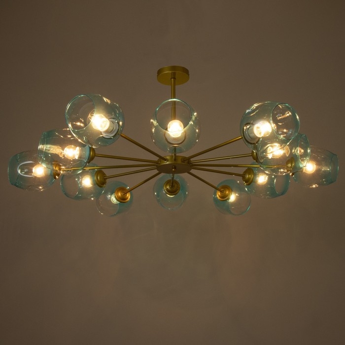 Люстра Люстра "Мурано" 12хЕ27 60Вт золото голубой 105х105х35см BayerLux